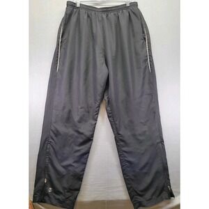 Vintage Holloway‎ Track Pants Mens Size XL Black Poly Mesh 90s Ankle Zipper